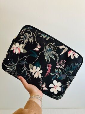 Kate Spade Black Floral Laptop Sleeve